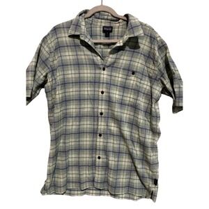 Patagonia Mens XXL Worn Wear Plaid Cotton Short Sleeve Button Down Shirt preppy